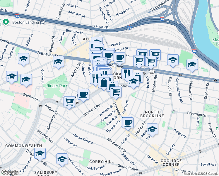 map of restaurants, bars, coffee shops, grocery stores, and more near in 