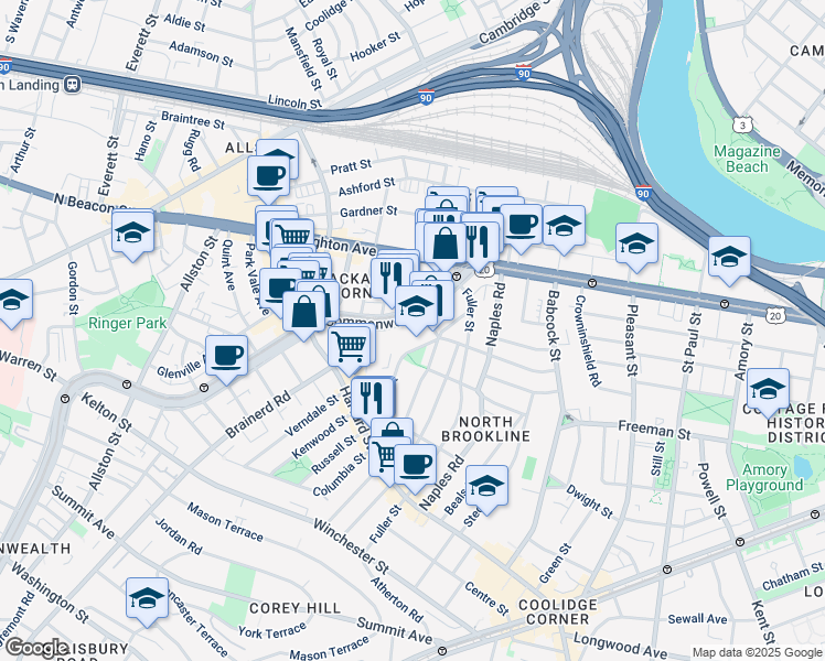 map of restaurants, bars, coffee shops, grocery stores, and more near in 