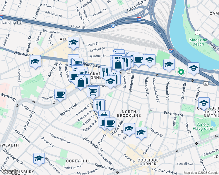 map of restaurants, bars, coffee shops, grocery stores, and more near in 
