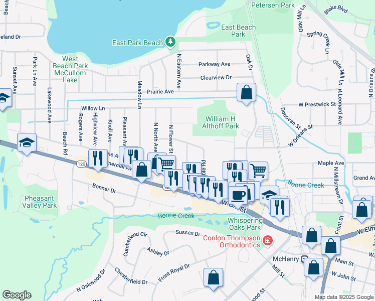 map of restaurants, bars, coffee shops, grocery stores, and more near 4506 West Ramble Road in McHenry