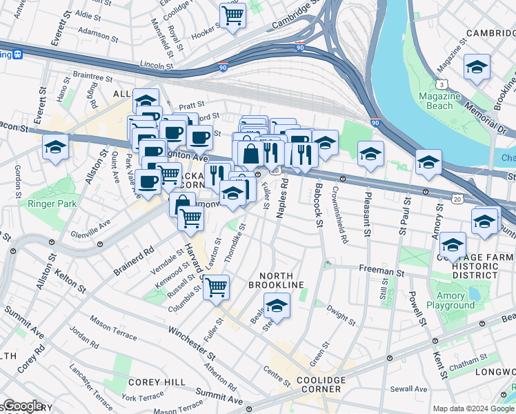 map of restaurants, bars, coffee shops, grocery stores, and more near in 