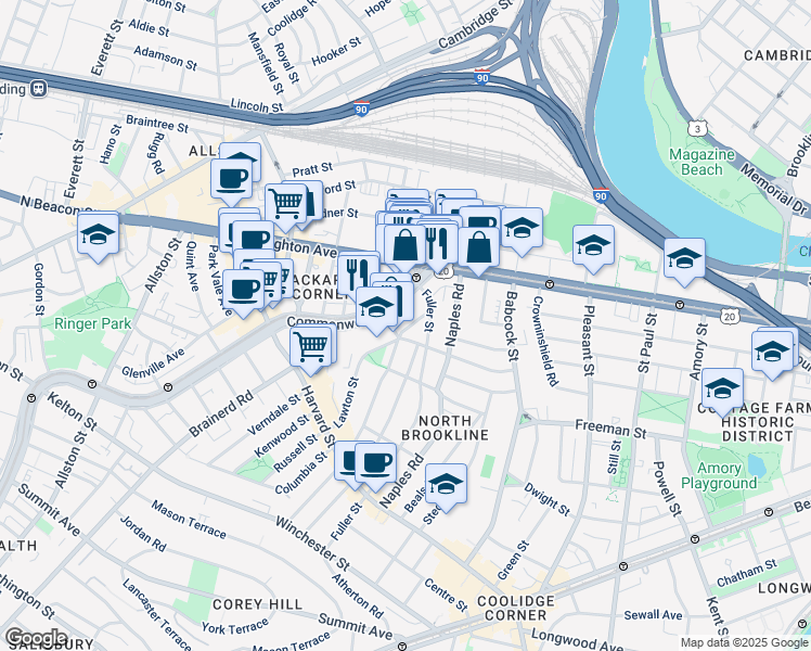 map of restaurants, bars, coffee shops, grocery stores, and more near in 