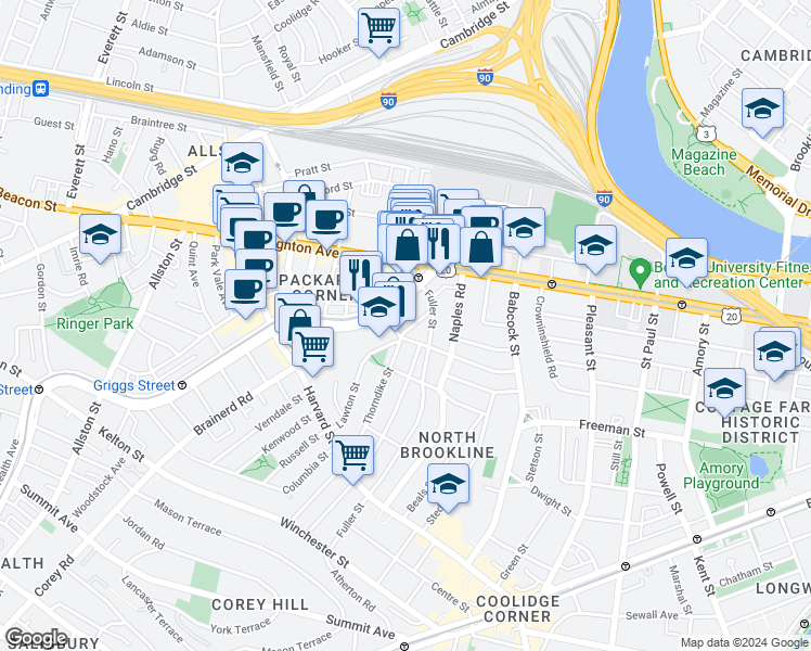 map of restaurants, bars, coffee shops, grocery stores, and more near in 