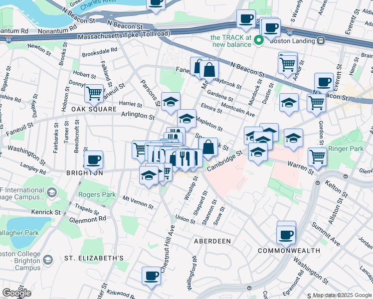 map of restaurants, bars, coffee shops, grocery stores, and more near 22 Sparhawk Street in Boston