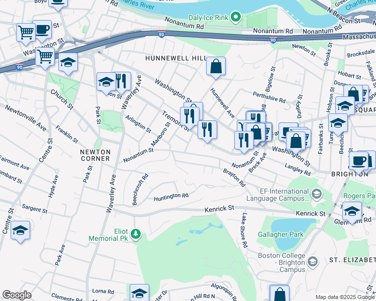 map of restaurants, bars, coffee shops, grocery stores, and more near in 