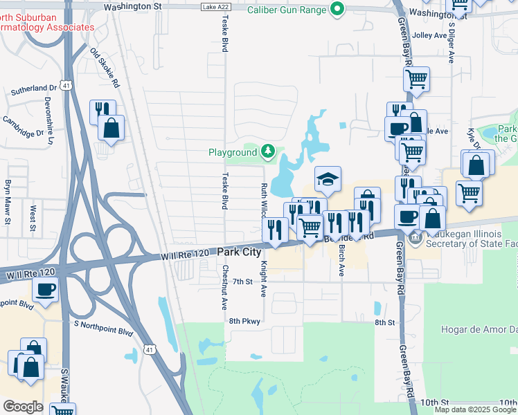 map of restaurants, bars, coffee shops, grocery stores, and more near 3312 Hood Avenue in Park City