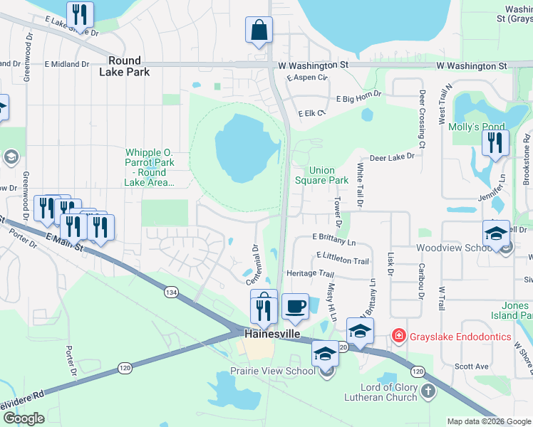 map of restaurants, bars, coffee shops, grocery stores, and more near 4 West Tall Oak Drive in Hainesville