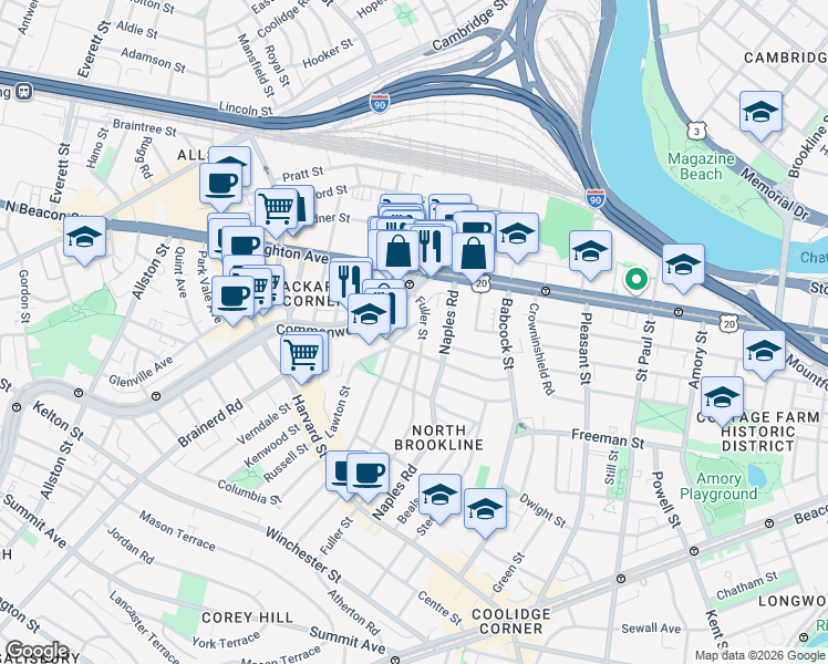 map of restaurants, bars, coffee shops, grocery stores, and more near in 