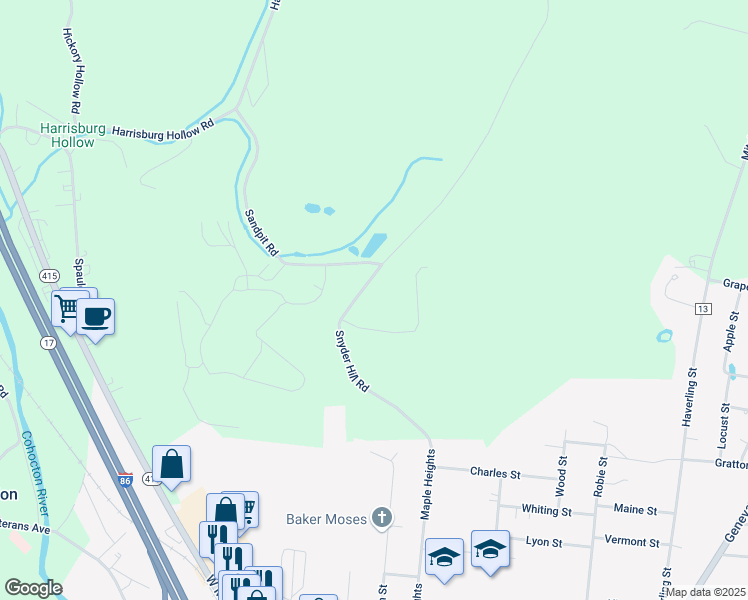 map of restaurants, bars, coffee shops, grocery stores, and more near 7196 Snyder Hill Road in Bath