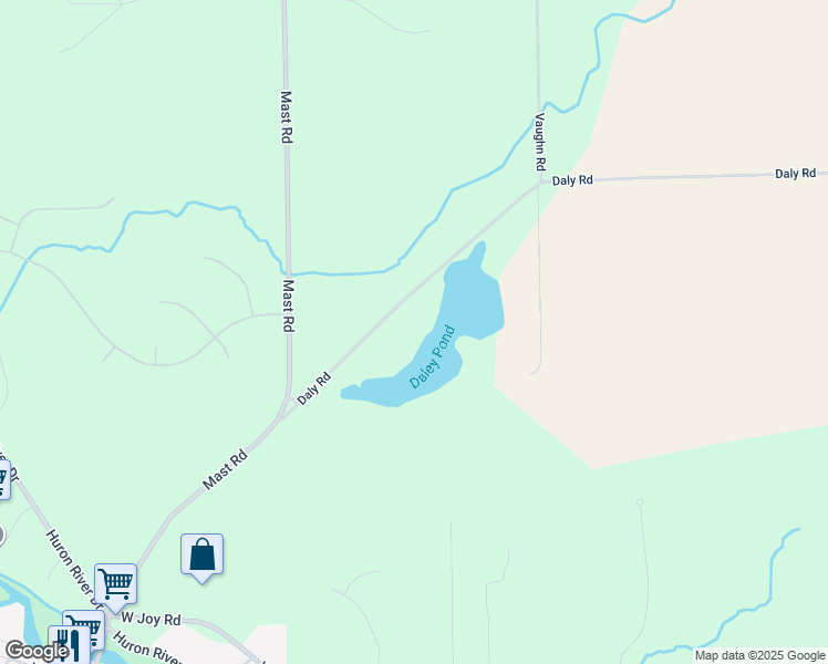 map of restaurants, bars, coffee shops, grocery stores, and more near 6843 Daly Road in Dexter