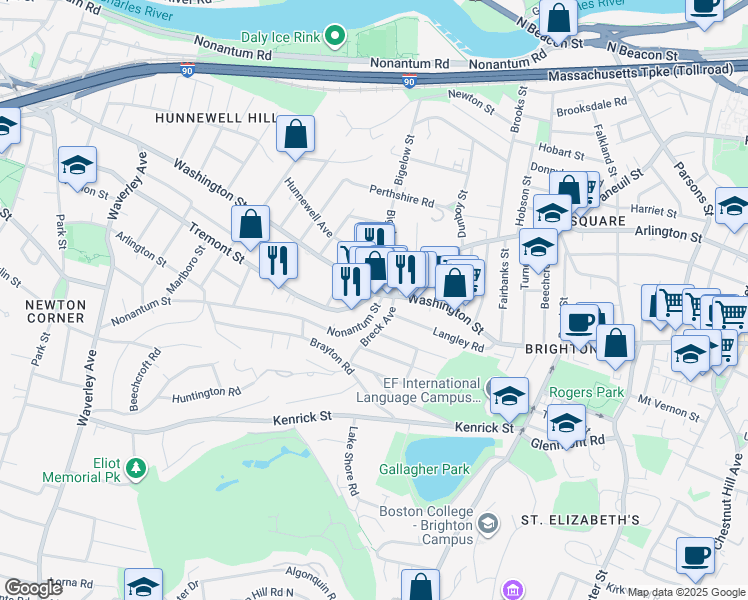 map of restaurants, bars, coffee shops, grocery stores, and more near 652 Washington Street in Boston