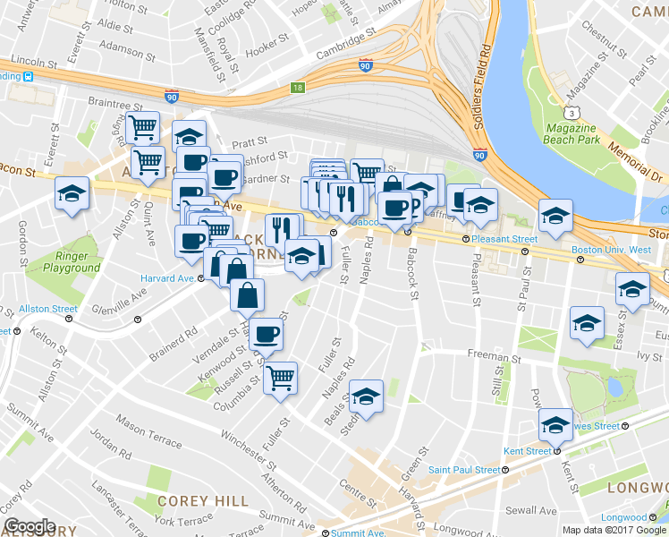 map of restaurants, bars, coffee shops, grocery stores, and more near in 