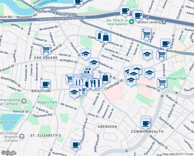 map of restaurants, bars, coffee shops, grocery stores, and more near 22 Sparhawk Street in Boston