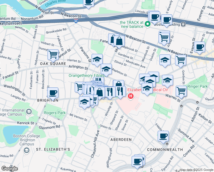 map of restaurants, bars, coffee shops, grocery stores, and more near 22 Sparhawk Street in Boston