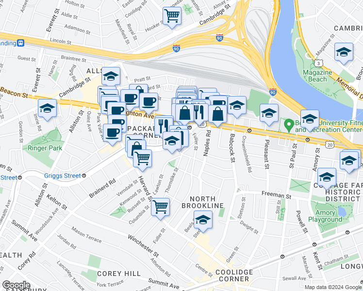 map of restaurants, bars, coffee shops, grocery stores, and more near in 