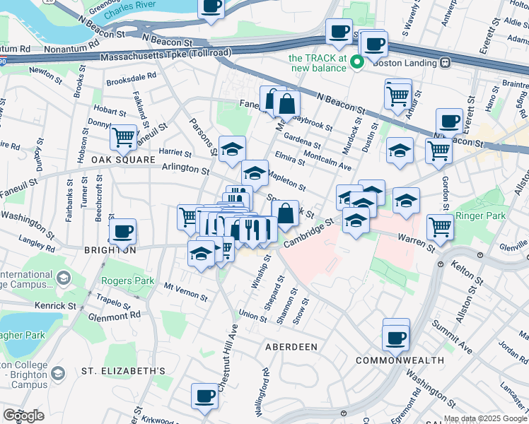 map of restaurants, bars, coffee shops, grocery stores, and more near 22 Sparhawk Street in Boston