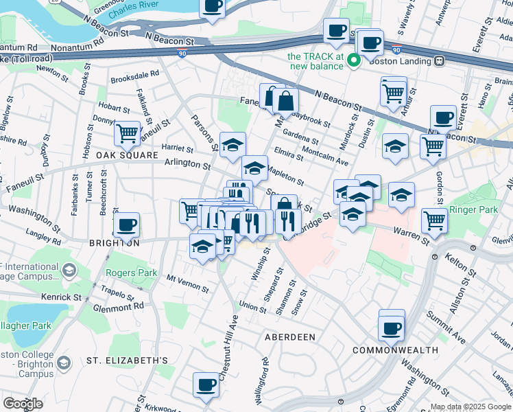 map of restaurants, bars, coffee shops, grocery stores, and more near 22 Sparhawk Street in Boston
