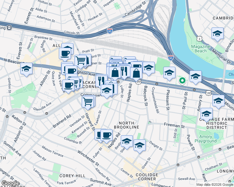 map of restaurants, bars, coffee shops, grocery stores, and more near in 