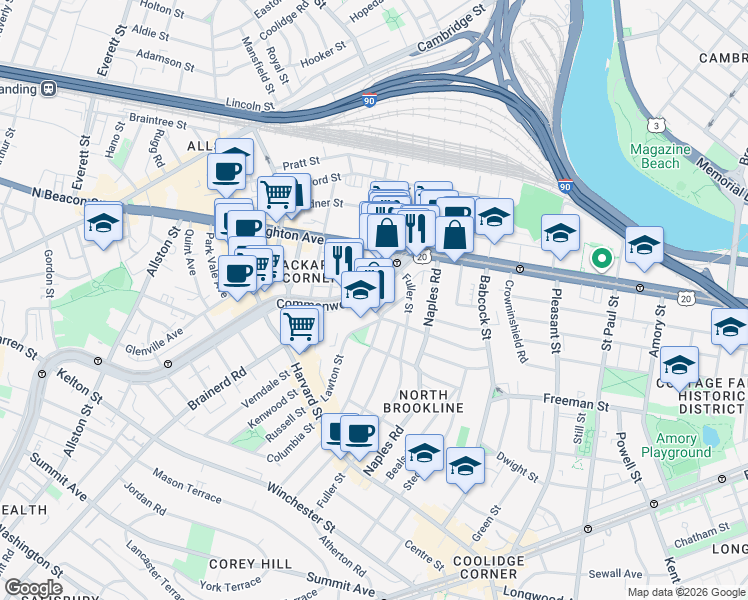 map of restaurants, bars, coffee shops, grocery stores, and more near in 