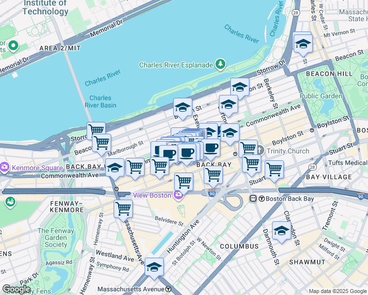 map of restaurants, bars, coffee shops, grocery stores, and more near 232 Massachusetts 2 in Fitchburg
