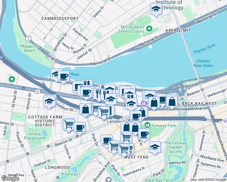 map of restaurants, bars, coffee shops, grocery stores, and more near 179 Back Street in Boston