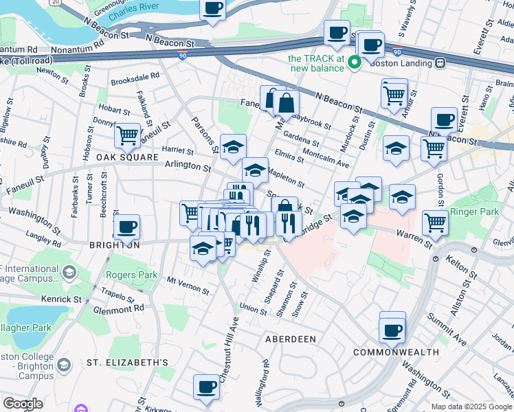 map of restaurants, bars, coffee shops, grocery stores, and more near 22 Sparhawk Street in Boston