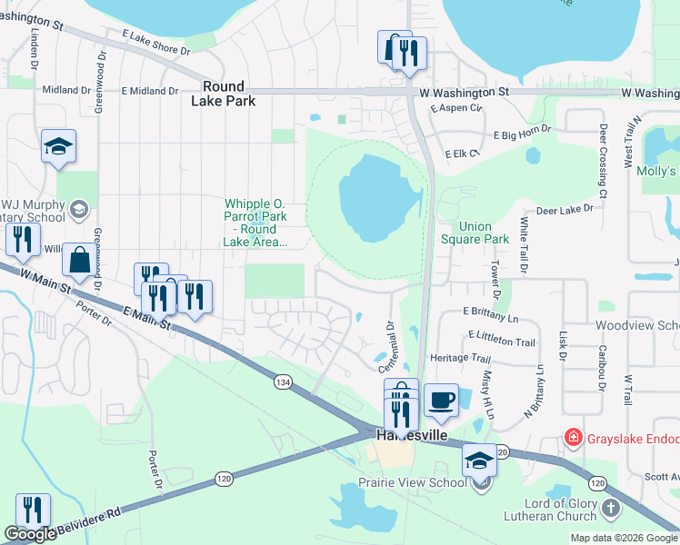 map of restaurants, bars, coffee shops, grocery stores, and more near 146 West Tall Oak Drive in Hainesville