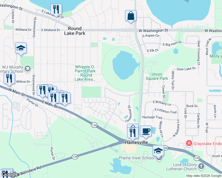 map of restaurants, bars, coffee shops, grocery stores, and more near 146 West Tall Oak Drive in Hainesville