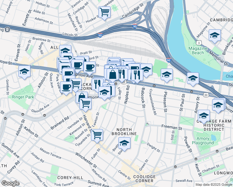 map of restaurants, bars, coffee shops, grocery stores, and more near in 