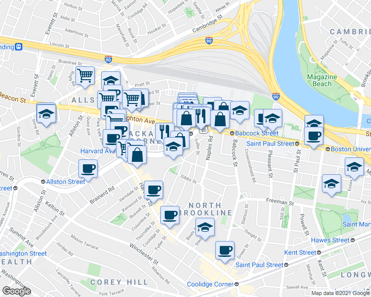 map of restaurants, bars, coffee shops, grocery stores, and more near in 