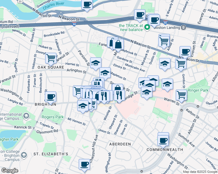 map of restaurants, bars, coffee shops, grocery stores, and more near 22 Sparhawk Street in Boston