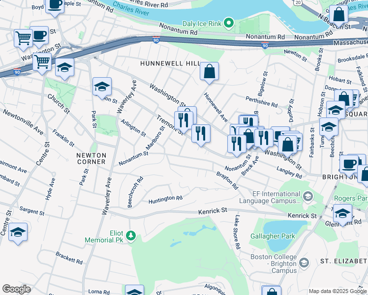 map of restaurants, bars, coffee shops, grocery stores, and more near 116 Tremont Street in Boston