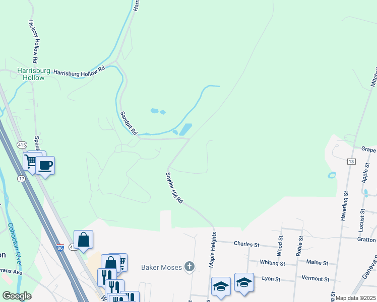map of restaurants, bars, coffee shops, grocery stores, and more near 7196 Snyder Hill Road in Bath