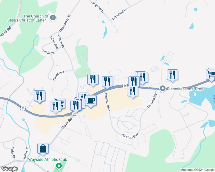 map of restaurants, bars, coffee shops, grocery stores, and more near 688 Boston Post Road East in Marlborough