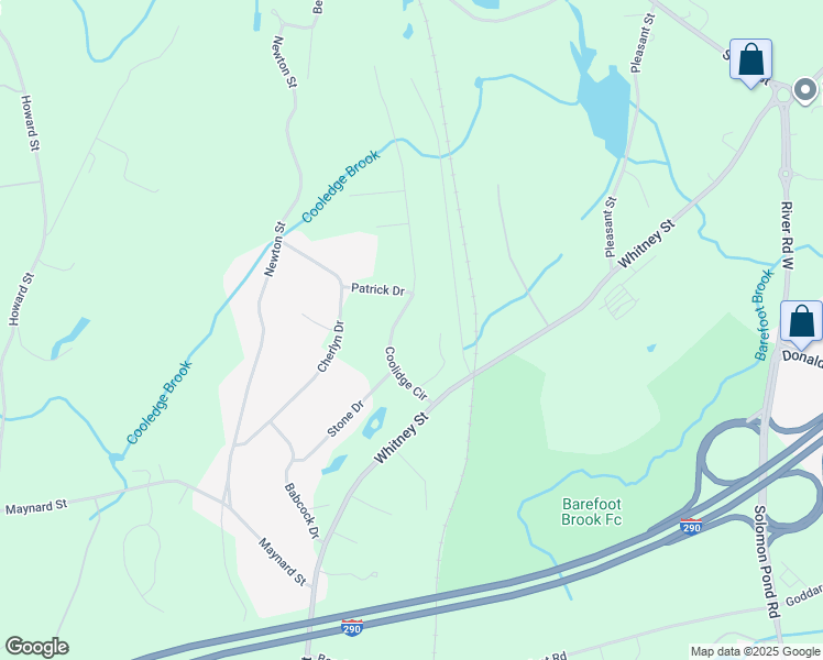 map of restaurants, bars, coffee shops, grocery stores, and more near 22 Coolidge Cir in Northborough