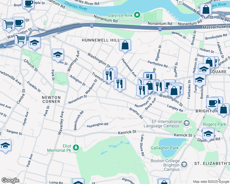 map of restaurants, bars, coffee shops, grocery stores, and more near 116 Tremont Street in Boston