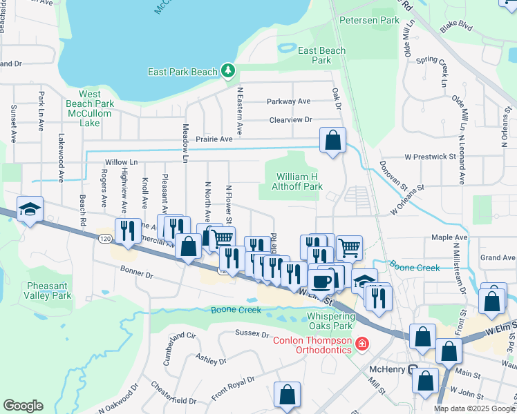 map of restaurants, bars, coffee shops, grocery stores, and more near 4506 West Ramble Road in McHenry