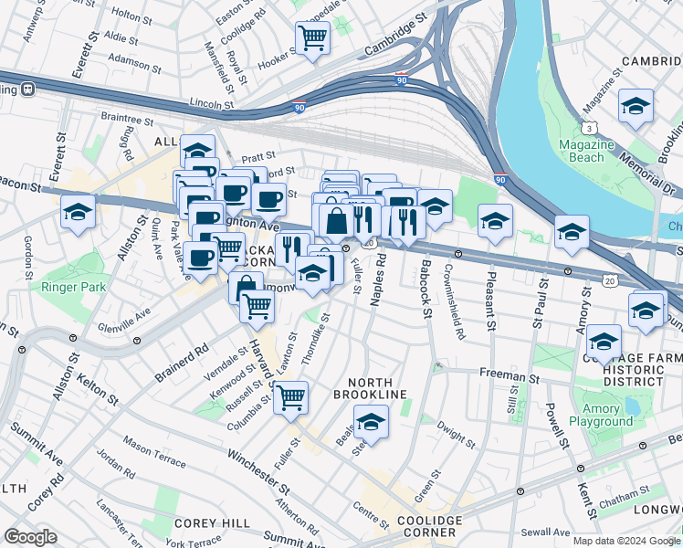 map of restaurants, bars, coffee shops, grocery stores, and more near in 