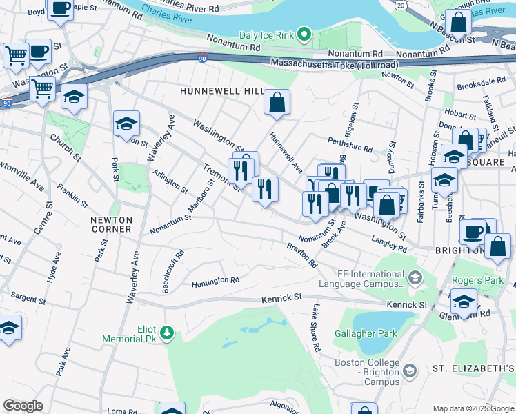 map of restaurants, bars, coffee shops, grocery stores, and more near 116 Tremont Street in Boston