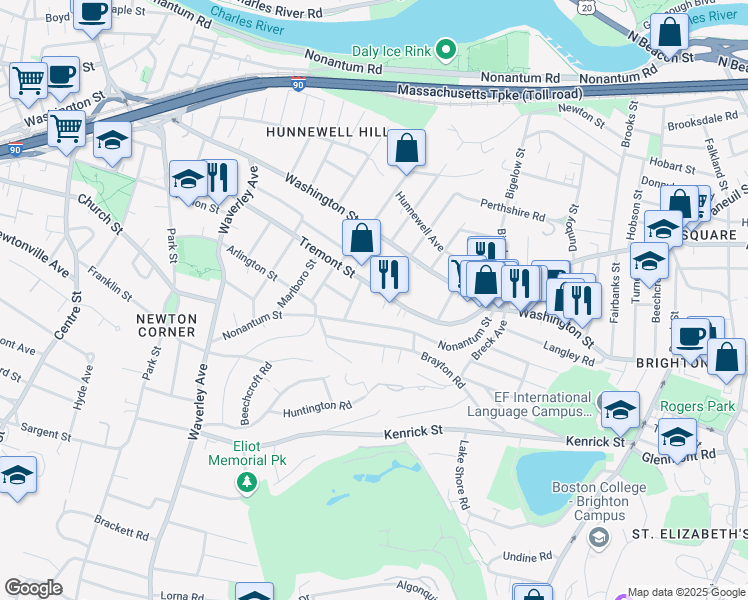 map of restaurants, bars, coffee shops, grocery stores, and more near 116 Tremont Street in Boston