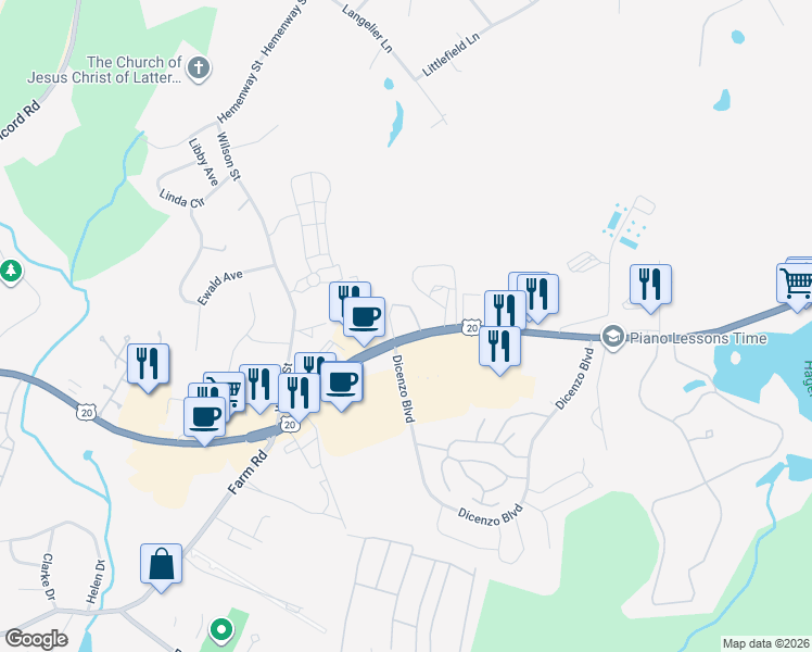map of restaurants, bars, coffee shops, grocery stores, and more near 688 Boston Post Road East in Marlborough