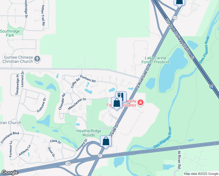map of restaurants, bars, coffee shops, grocery stores, and more near 5734 Regency Court in Gurnee