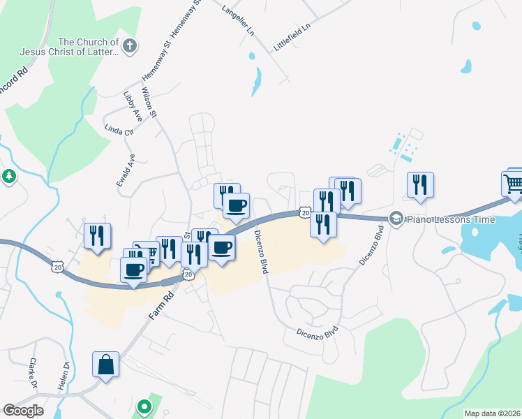 map of restaurants, bars, coffee shops, grocery stores, and more near 688 Boston Post Road East in Marlborough
