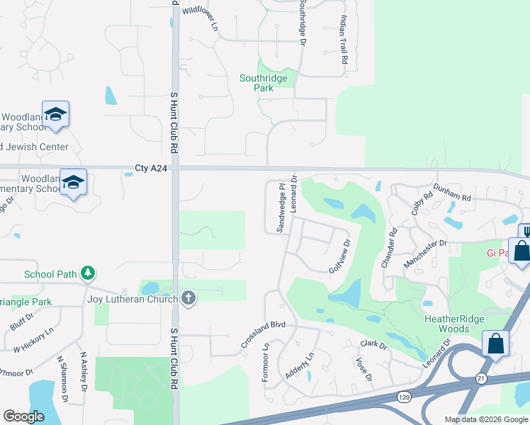 map of restaurants, bars, coffee shops, grocery stores, and more near Eagle Ridge Drive in Gurnee