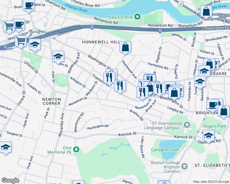 map of restaurants, bars, coffee shops, grocery stores, and more near 116 Tremont Street in Boston