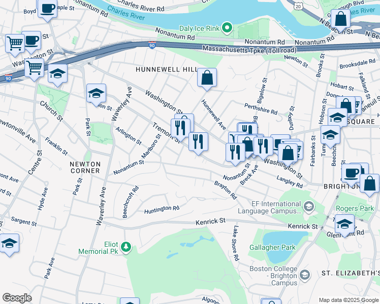 map of restaurants, bars, coffee shops, grocery stores, and more near 116 Tremont Street in Boston