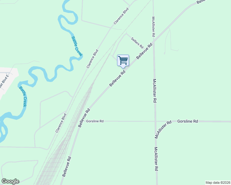 map of restaurants, bars, coffee shops, grocery stores, and more near 8700 Bellevue Road in Battle Creek