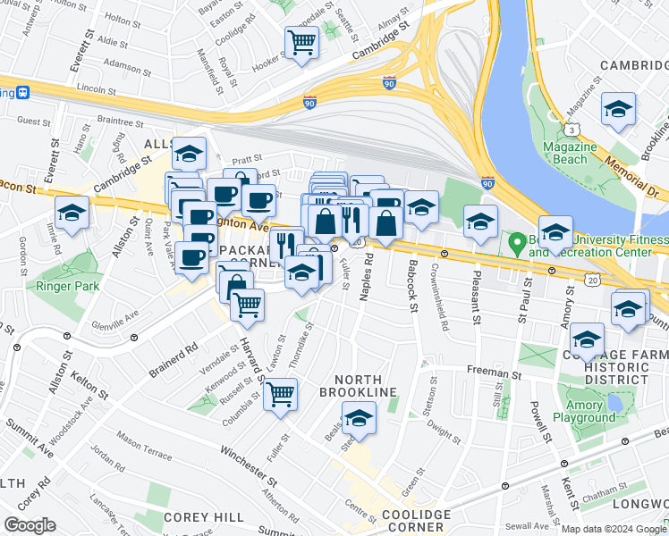 map of restaurants, bars, coffee shops, grocery stores, and more near in 