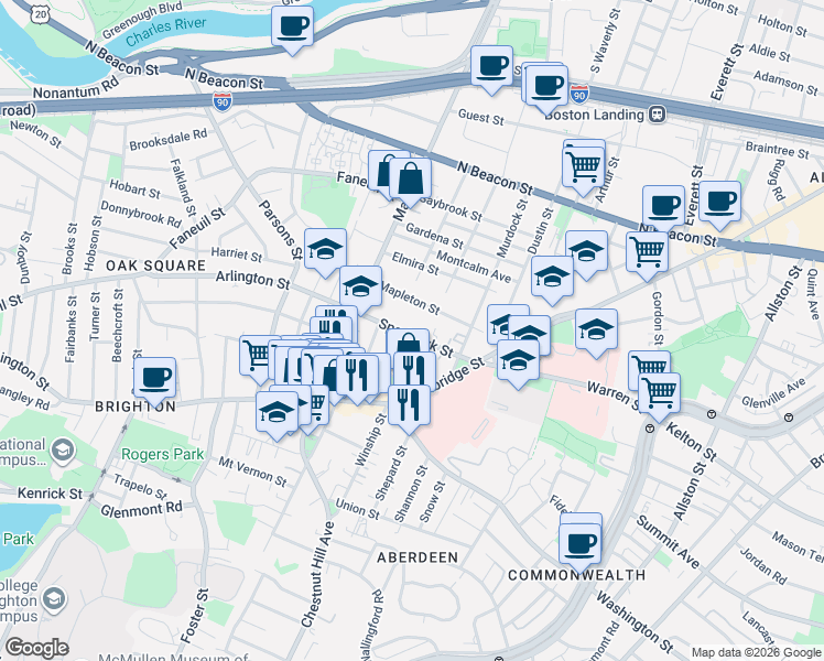 map of restaurants, bars, coffee shops, grocery stores, and more near 15 Sparhawk Street in Boston