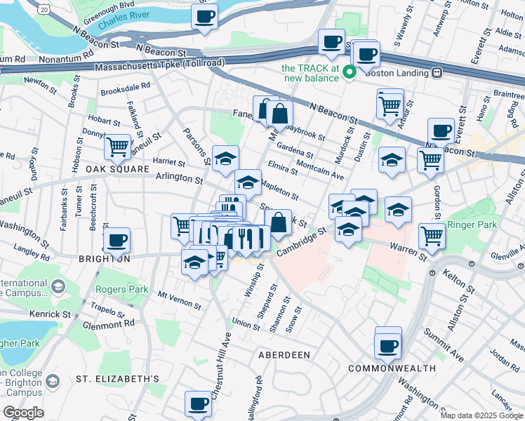 map of restaurants, bars, coffee shops, grocery stores, and more near 22 Sparhawk Street in Boston